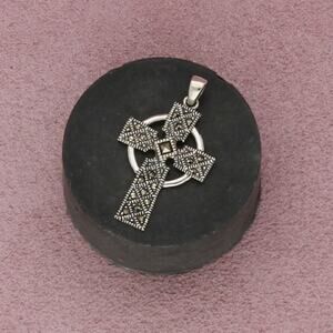 sterling silver marcasite studded cross pendant